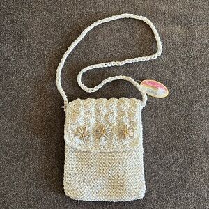 Tropical Trends Beachy Handmade Natural Raffia Woven Crossbody With Shells NWT